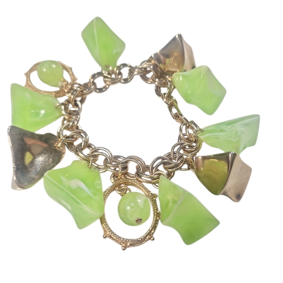 Brass & Lime Organic Charm Bracelet. - Picture 2 of 5